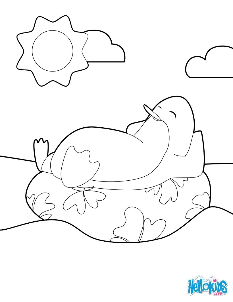 Penguin sunning on a raft coloring pages - Hellokids.com