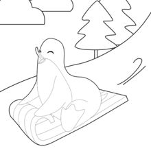 Sledding Penguin coloring page