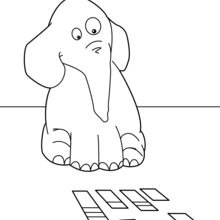 Elephant Playing Cards coloring page