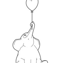 Elephant with a balloon coloring page