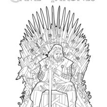 Game Of Thrones : Ned Stark sitting on the iron throne coloring page