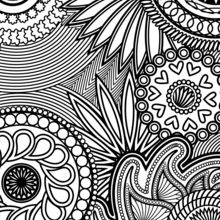 Paisley, Hearts and Flowers Anti-stress Coloring Design coloring page