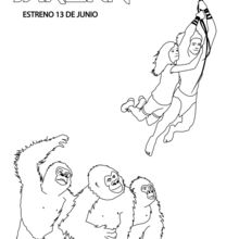 Tarzan & Jane with Gorillas coloring page