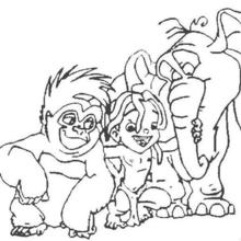 Baby Tarzan with Friends coloring page