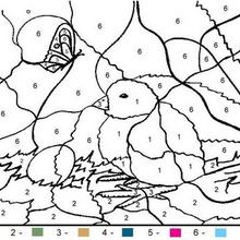 Birds in nest Color by number coloring page