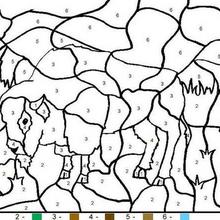 Bull Color by number coloring page