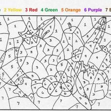 Fruit Color by number coloring page