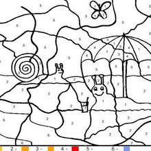 Snails Color by number coloring page