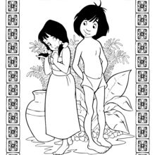Jungle Book - Shanti and Mowgli coloring page