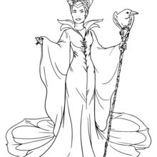 Maleficent with cane coloring page