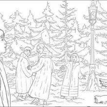 Peter, Lucy, Susan and Edmund in the magic forest coloring page