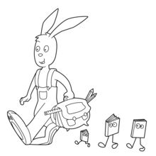 Rabbit Going to School coloring page