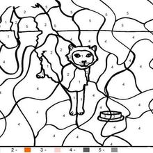 Cute cat Color by number coloring page