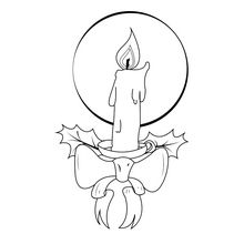 Candle with Holly coloring page