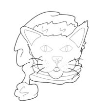 Cat with Santa Hat coloring page