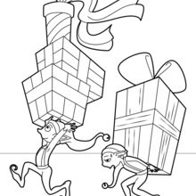 Elves Distributing Gifts coloring page