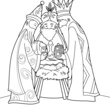 The Three Wise Men and baby Jesus coloring page