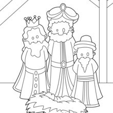 The Three Wise Men at the Manger coloring page
