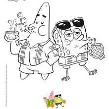 SpongBob and Patrick Beach Drinks coloring page