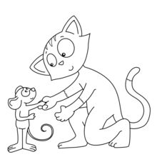 Cat and Mouse Friends coloring page