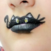 Lip Painting - Black Cat craft for kids