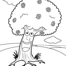 Flowering tree coloring page
