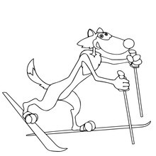 Wolf skiing in Andorra coloring page