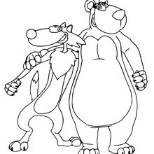 Pyrenean Bear and Wolf coloring page