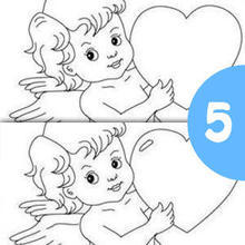 Cupid with heart spot the difference game