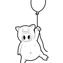 Pig in the air coloring page