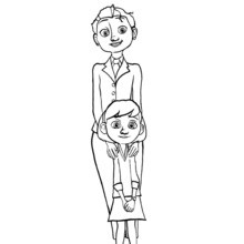 The Little Girl and her Mother coloring page