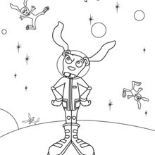Cosmonaut rabbit coloring page