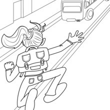 Late for the Bus coloring page