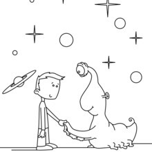 My friend alien coloring page