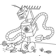 Robot gardener coloring page