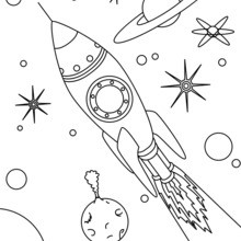 Rocket in Space coloring page