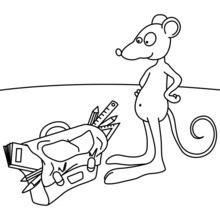 The Mouse and his schoolbag coloring page