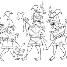 Moche Warriors coloring page