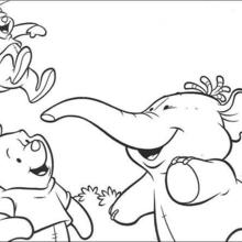 Winnie the Pooh, Lumpy and Roo coloring page