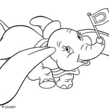 Dumbo flying coloring page