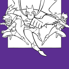 Superheroes: Batman, Robin and Batgirl coloring page