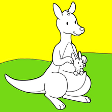 Mother Kangaroo And Her Baby coloring page