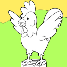 Rooster At The Dawning coloring page