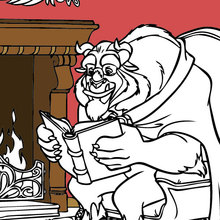 The Beast Reading Belle's Story coloring page