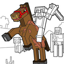 Minecraft coloring page - Ride a horse to the Horizon