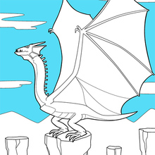 Huge winged dragon coloring page
