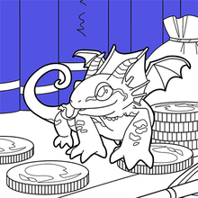 Miniature dragon coloring page