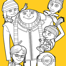Gru and his family coloring page