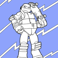 Ninja Turtle with skateboard coloring page