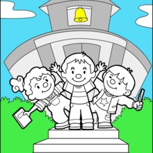 Back to School with Friends coloring page